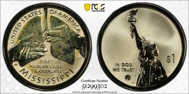 2023-S $1 American Innovation MS Rev PR 1st Human Lung Transplant PR69