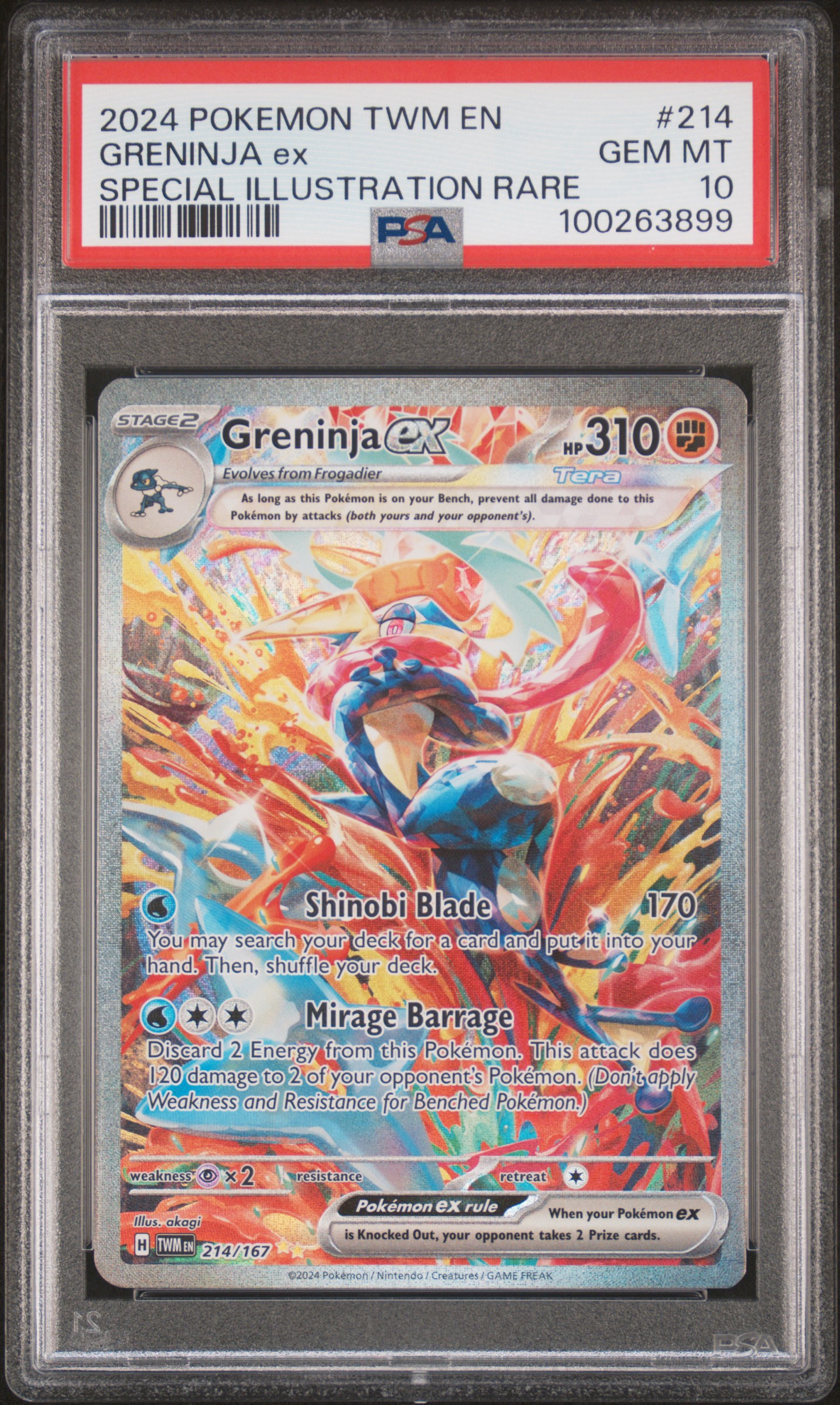 2024 Pokemon Twm En-Twilight Masquerade Greninja Ex #214 (Special Illustration Rare) Gem Mt 10 front