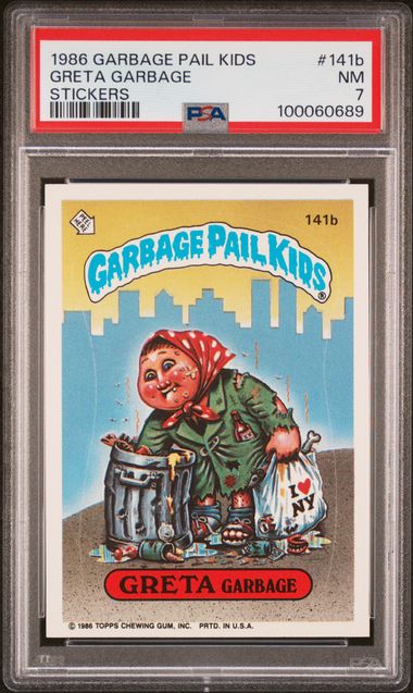 1986 Topps GARBAGE PAIL KIDS STICKERS STICKERS #141B Greta Garbage front