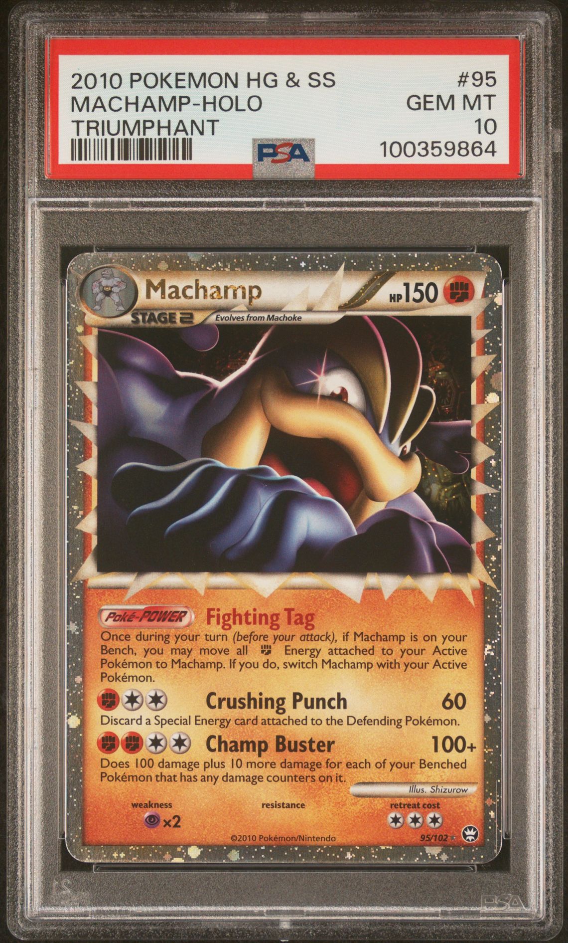 2010 Pokemon POKEMON HEARTGOLD & SOULSILVER TRIUMPHANT #95 Machamp-Holo front