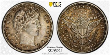 1916 25C Barber AU58