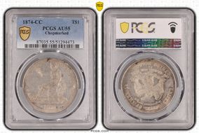 1874-CC T$1 Chopmarked AU55