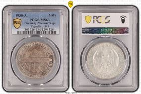 1930-A 5 Mk Zeppelin J-343 MS63