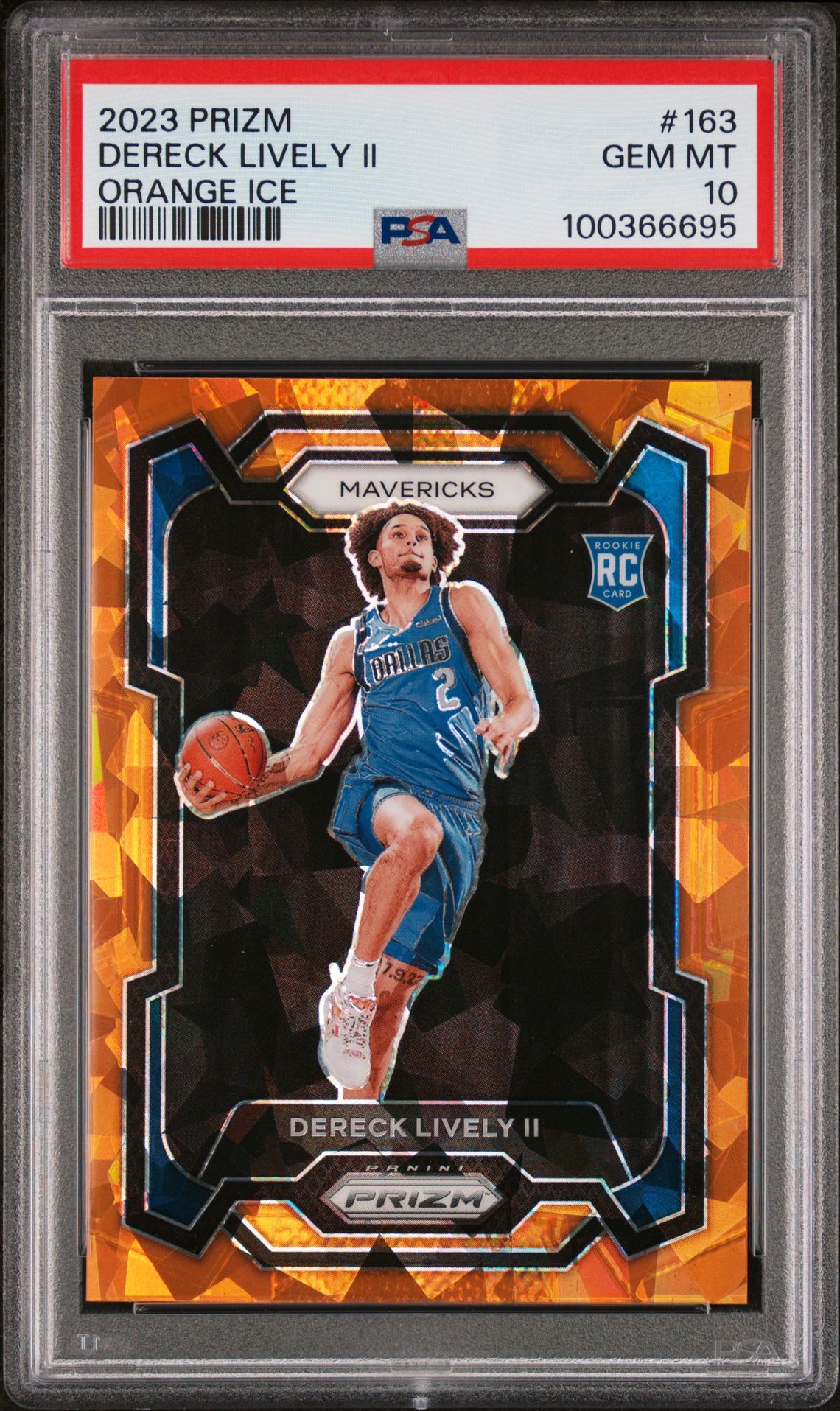 2023 Panini PANINI PRIZM ORANGE ICE #163 Dereck Lively Ii front