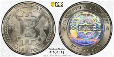 2016 .5 BTC BTCC Titanium MS69