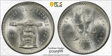 1980/9-Mo Onza KM-M49b.5  Ag MS64