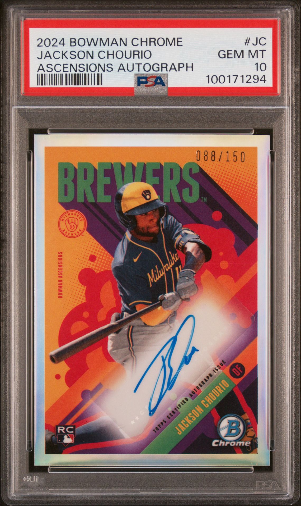2024 Bowman BOWMAN CHROME BOWMAN ASCENSIONS AUTOGRAPHS #JC Jackson Chourio front