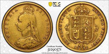 1887-S 1/2 Sov S-3871 Spread JEB VF20