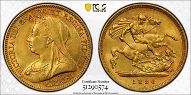 1896-M 1/2 Sov S-3879 AU55