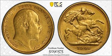 1902-S 1/2 Sov S-3977A AU53