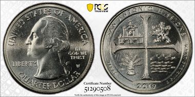 2019-W 25C San Antonio Missions NP MS65