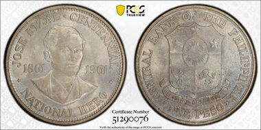1961 Peso Dr. Jose Rizal KM-192  Ag MS66