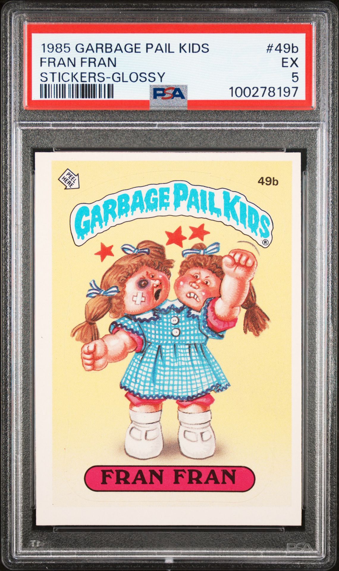 1985 Topps GARBAGE PAIL KIDS STICKERS GLOSSY #49B Fran Fran front