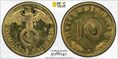 1936-A 10 Pfg J-364 PR63CAM