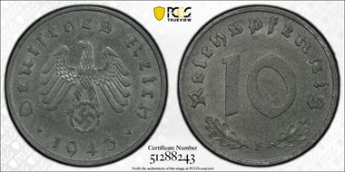 1943-F 10 Pfg J-371 MS62