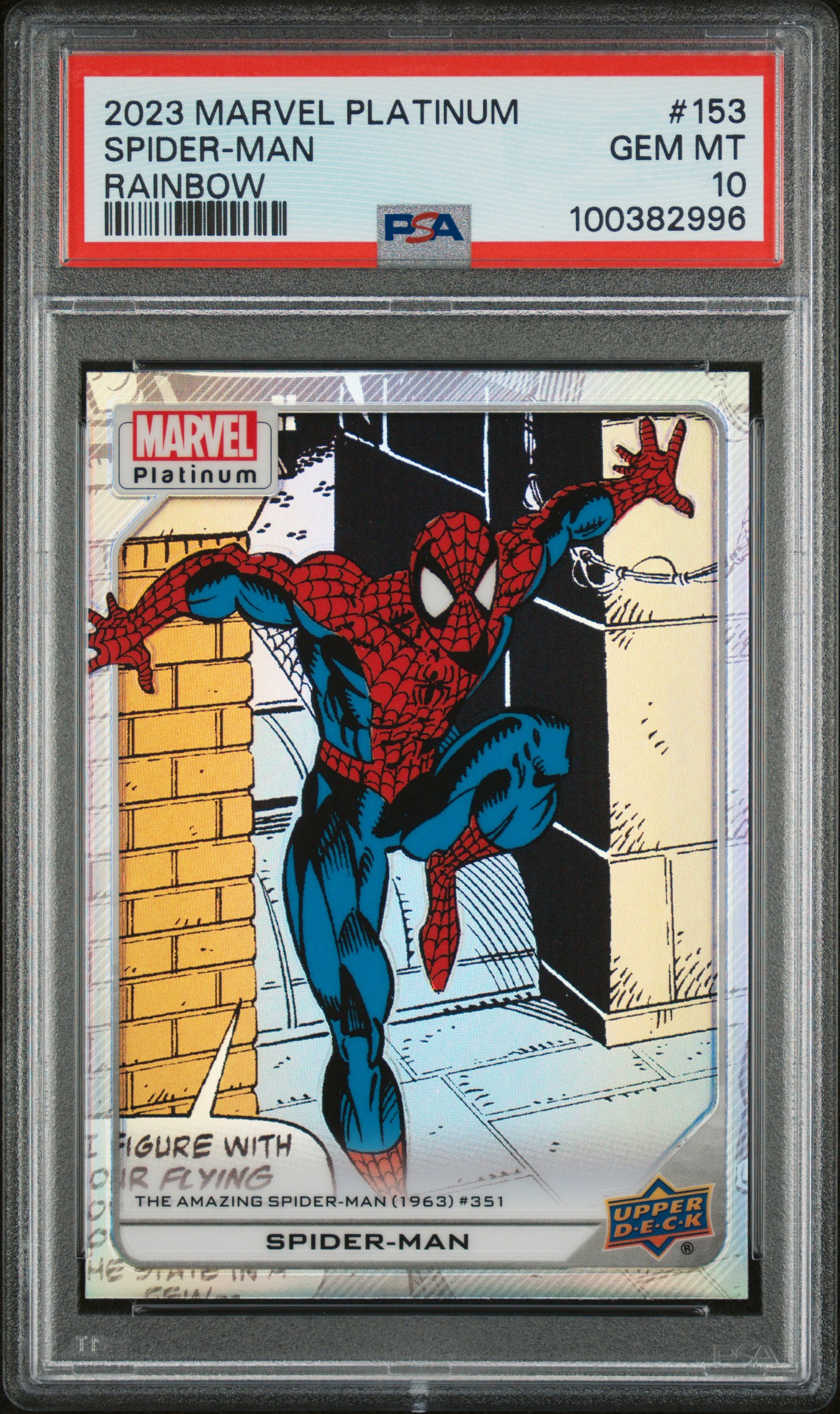 2023 Upper Deck Marvel Platinum Spider-Man #153 (Rainbow) Gem Mt 10 front