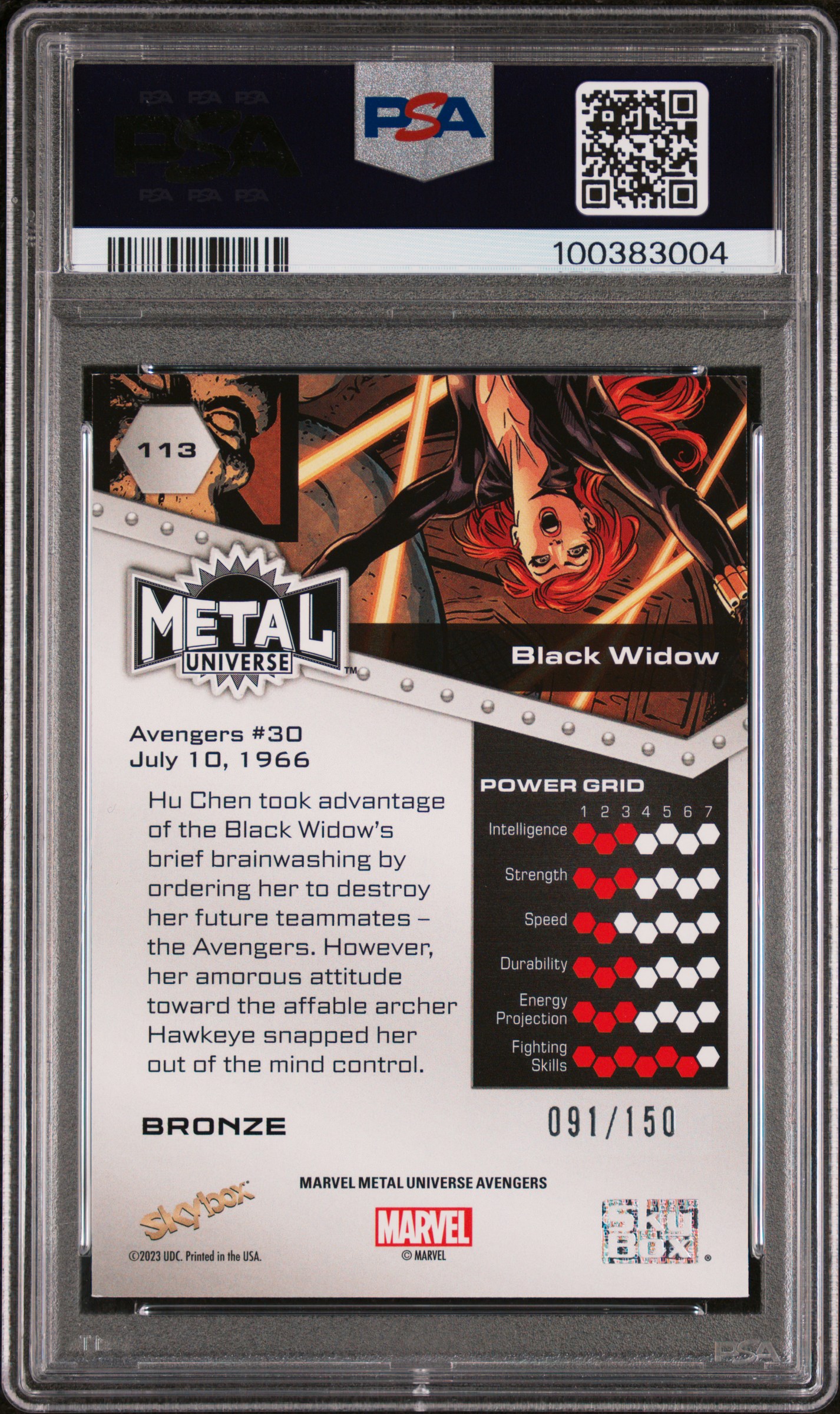 2024 Skybox Metal Universe Avengers Black Widow #113 (Copper Fx) Mint 9 back