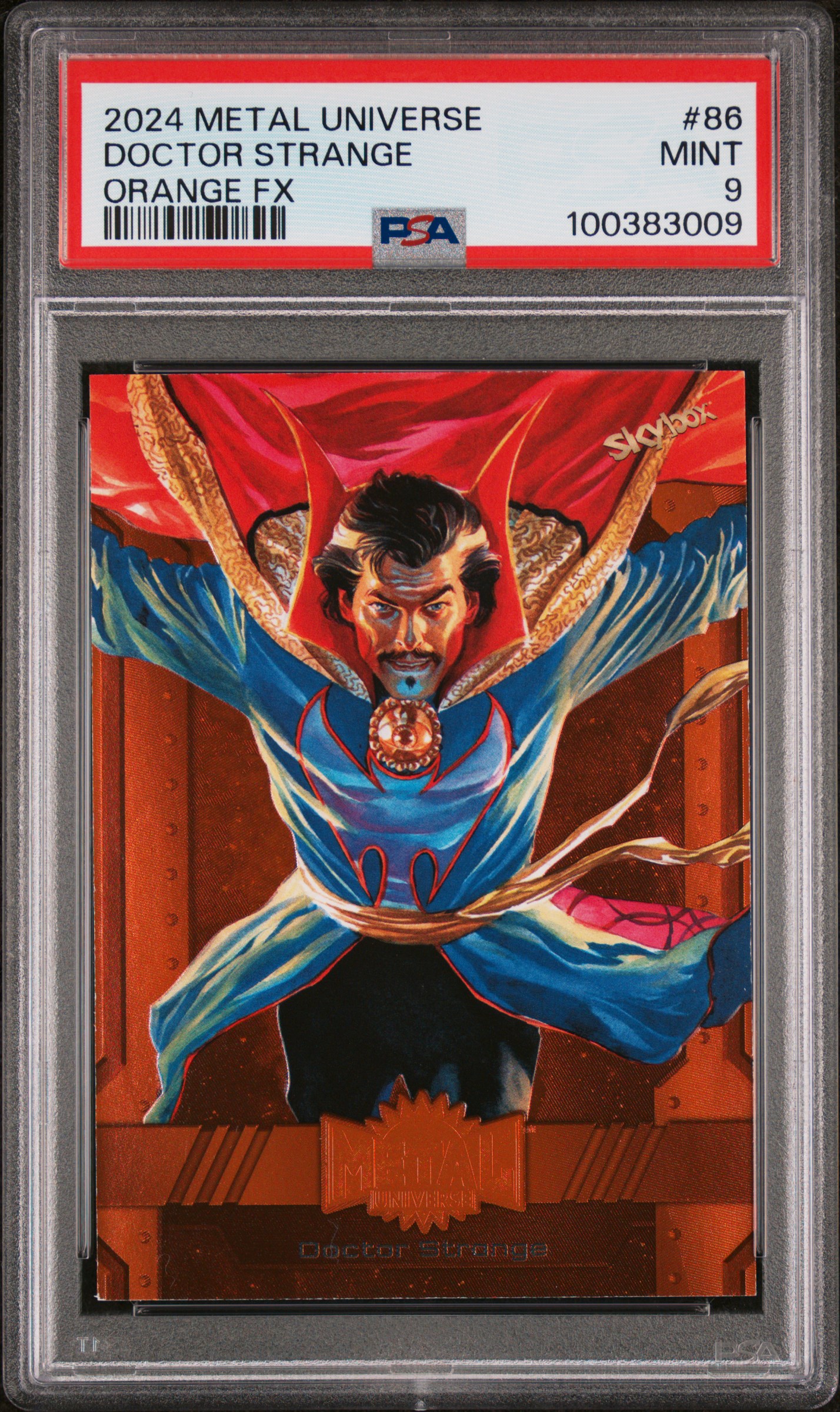 2024 Skybox Metal Universe Avengers Doctor Strange #86 (Orange Fx) Mint 9 front