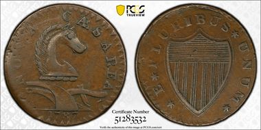 1787 NJ 1/2P Serpent Head, Maris 54-k AU53BN