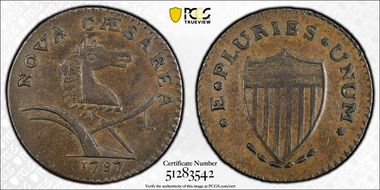 1787 NJ 1/2P PLURIBS, Maris 61-p AU55BN