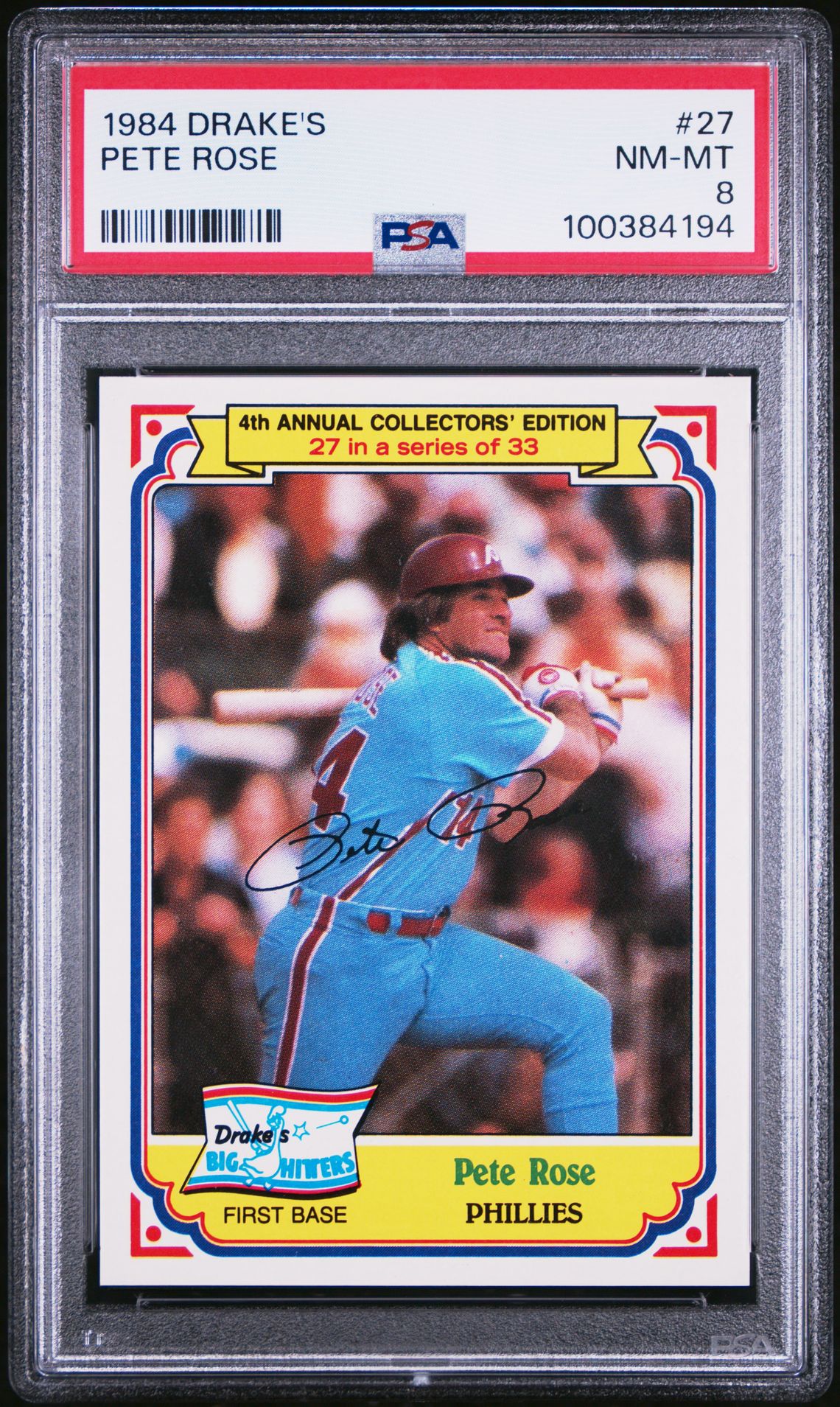 1984 DRAKE'S #27 Pete Rose front
