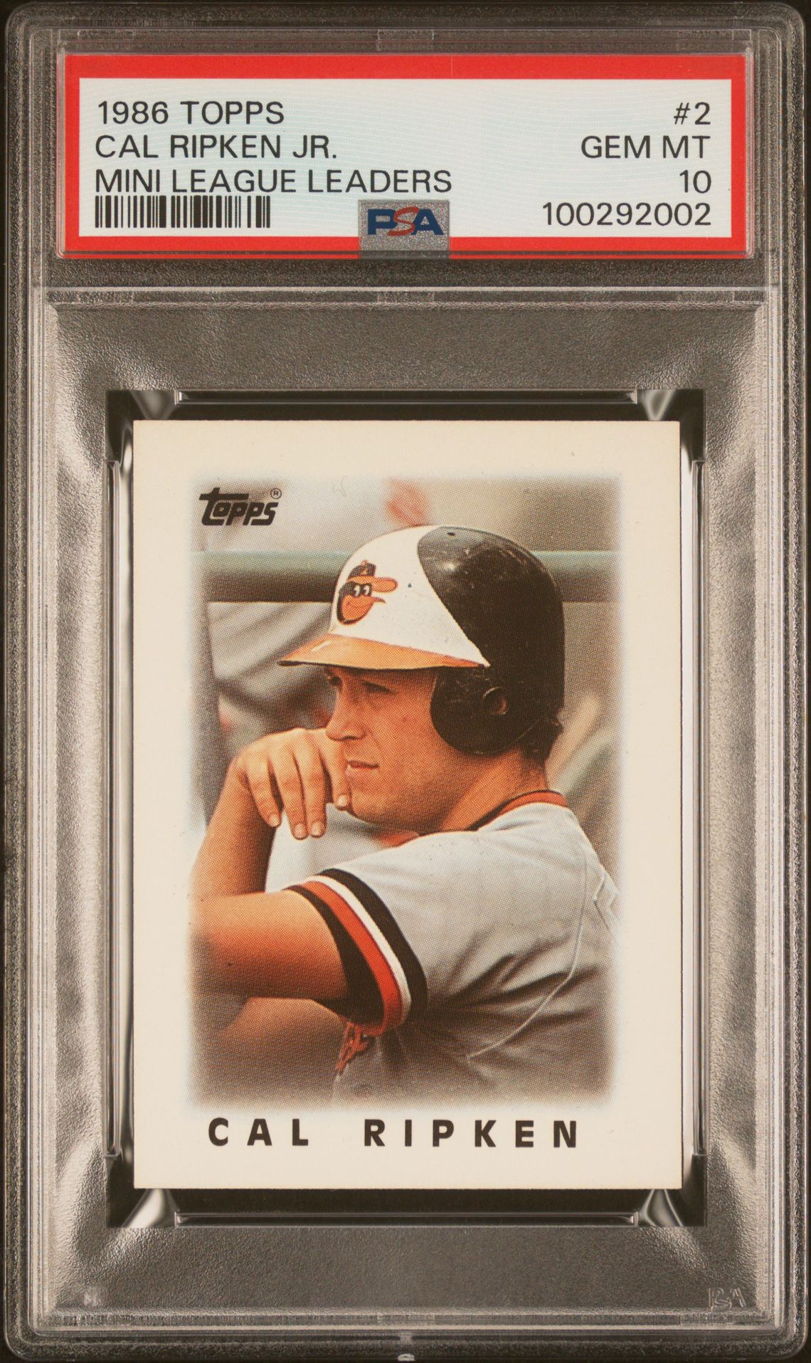 1986 Topps TOPPS MINI LEAGUE LEADERS #2 Cal Ripken Jr. front