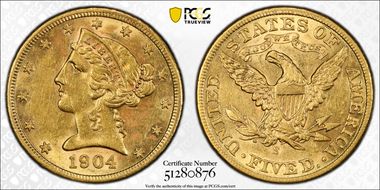1904-S $5 AU55