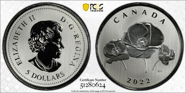 2022 $5 Remembrance Day Ag SP69