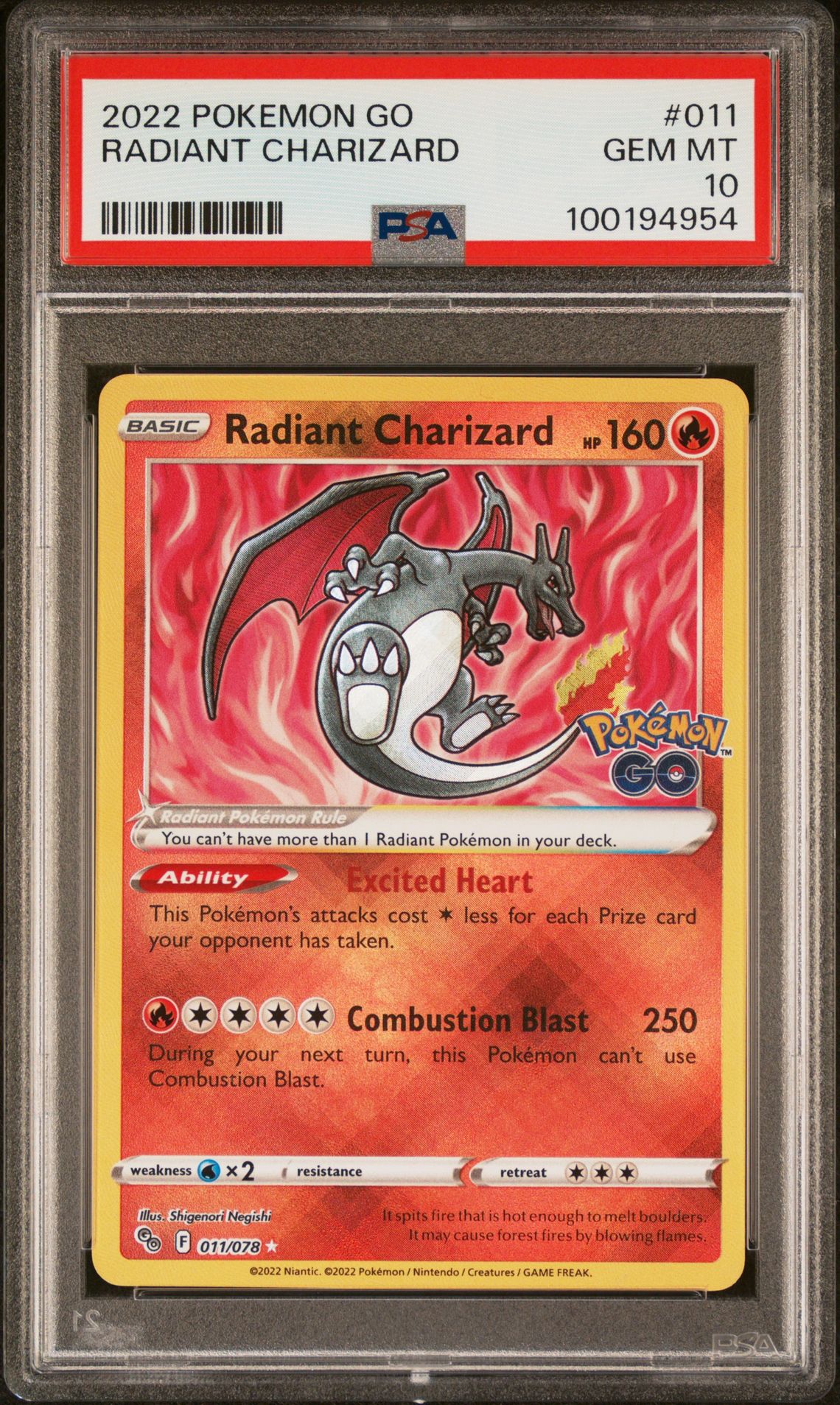 2022 Pokemon POKEMON GO #011 Radiant Charizard front