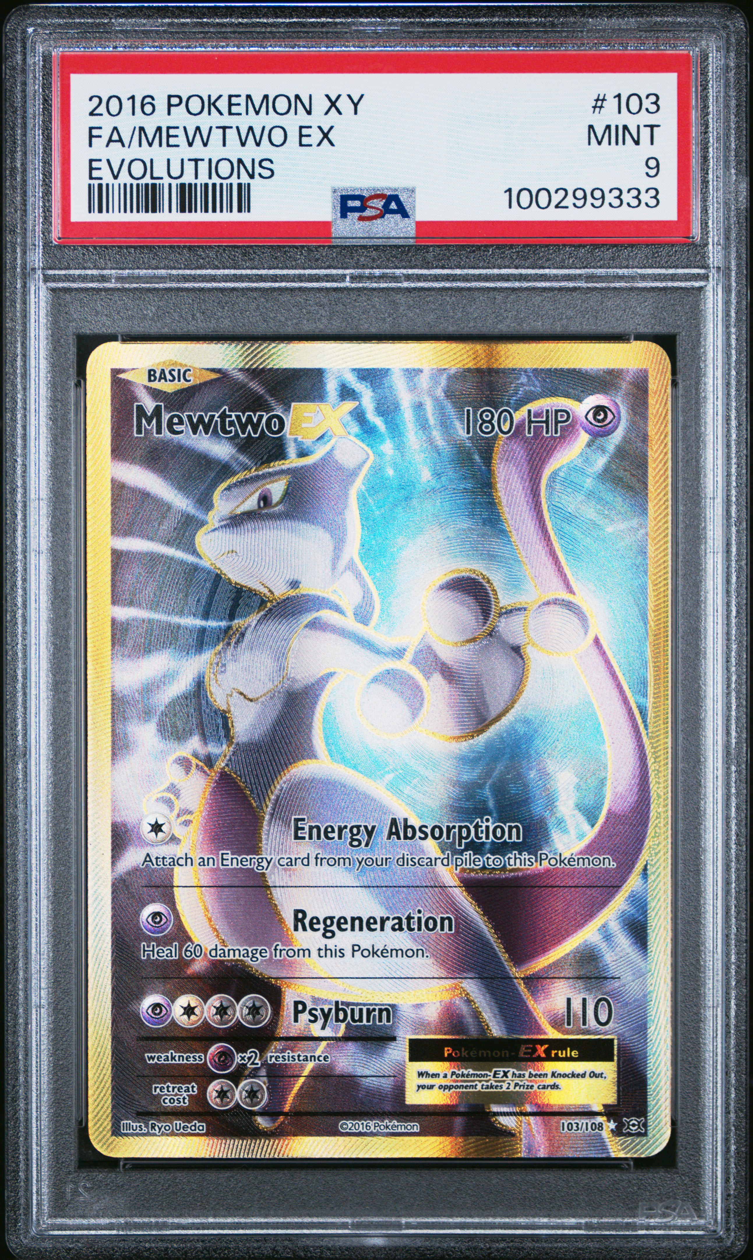 2016 #103 Full Art/Mewtwo EX PSA 9 XY Evolutions