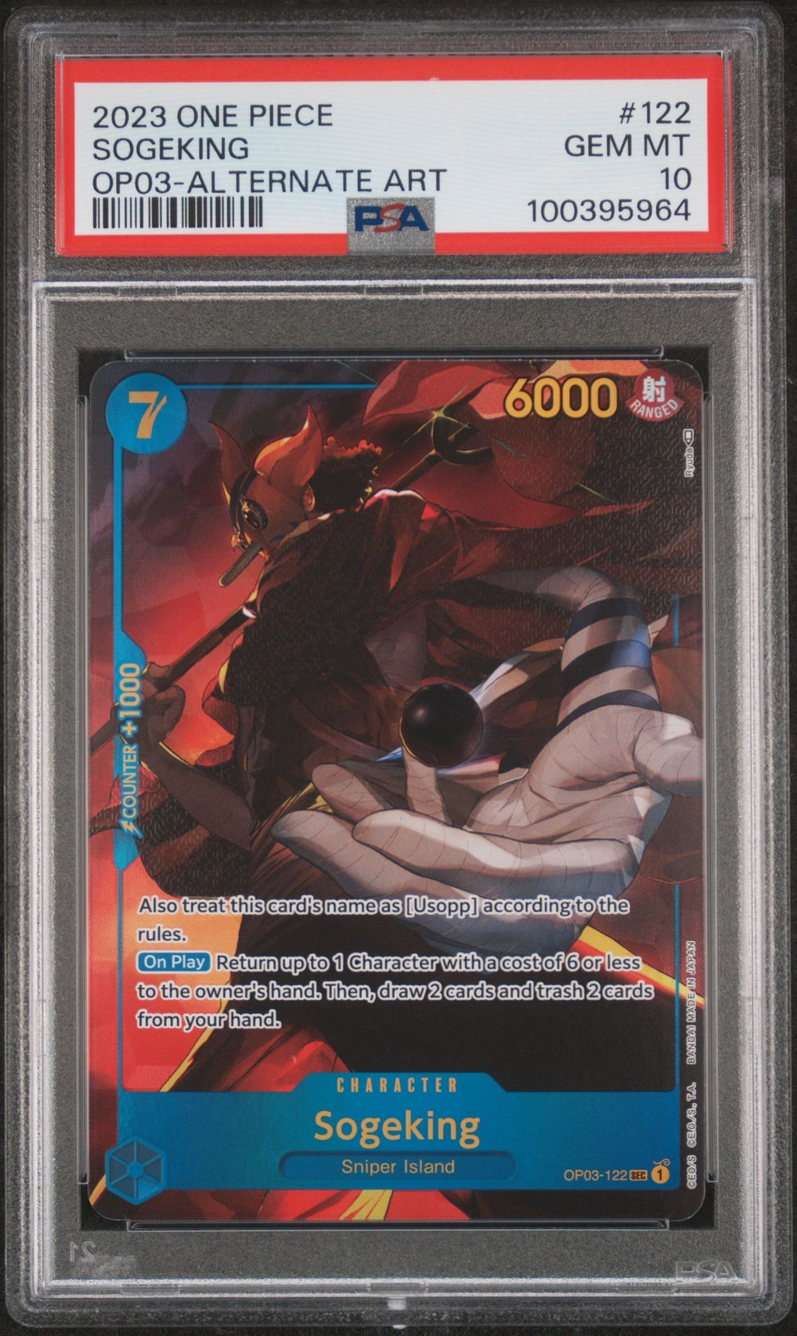 2023 One Piece ONE PIECE OP03-PILLARS OF STRENGTH ALTERNATE ART #122 Sogeking front