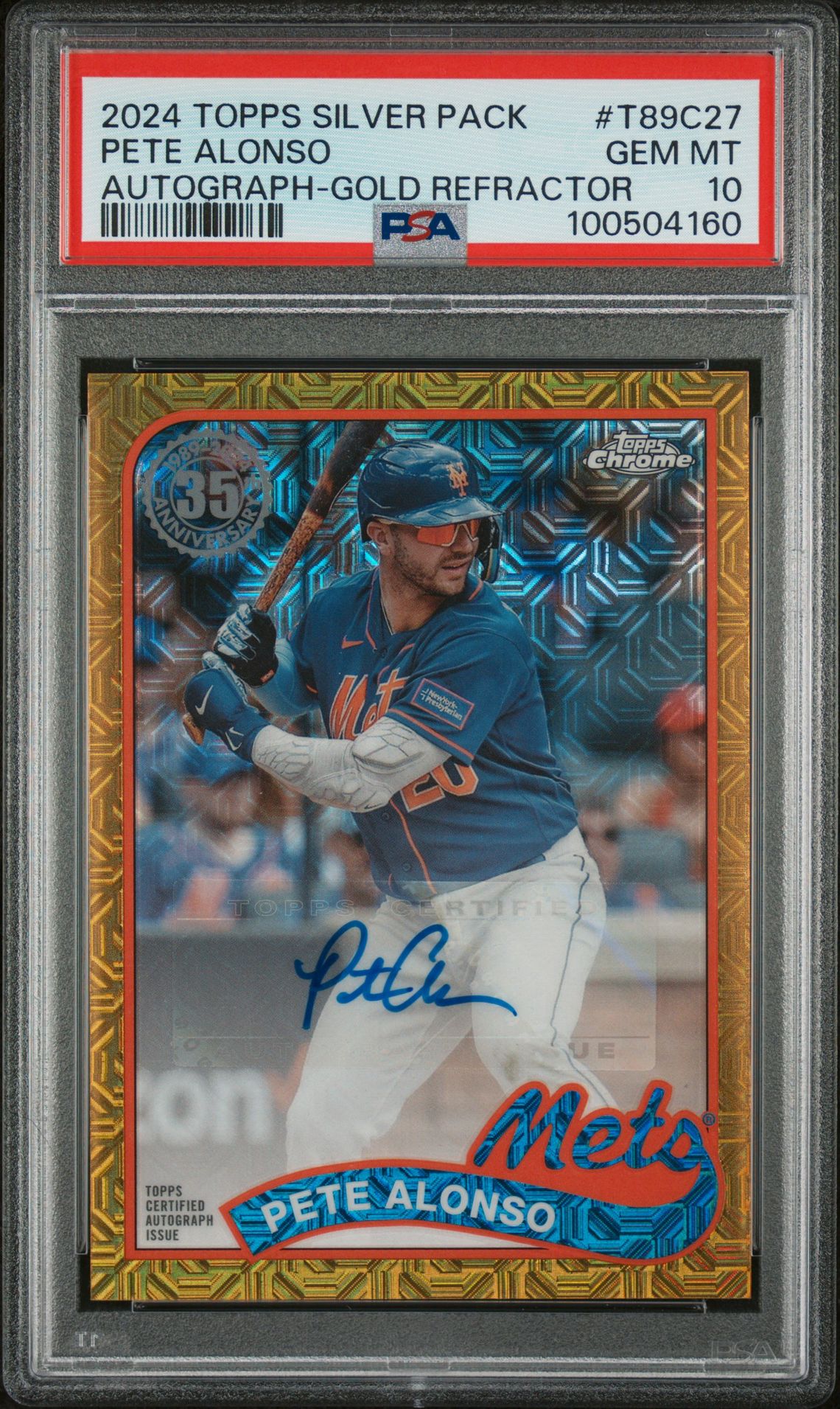 2024 Topps TOPPS SILVER PACK 1989 CHROME PROMO AUTOGRAPH-GOLD REFRACTOR #T89C27 Pete Alonso front