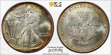 1994 $1 Silver Eagle MS68