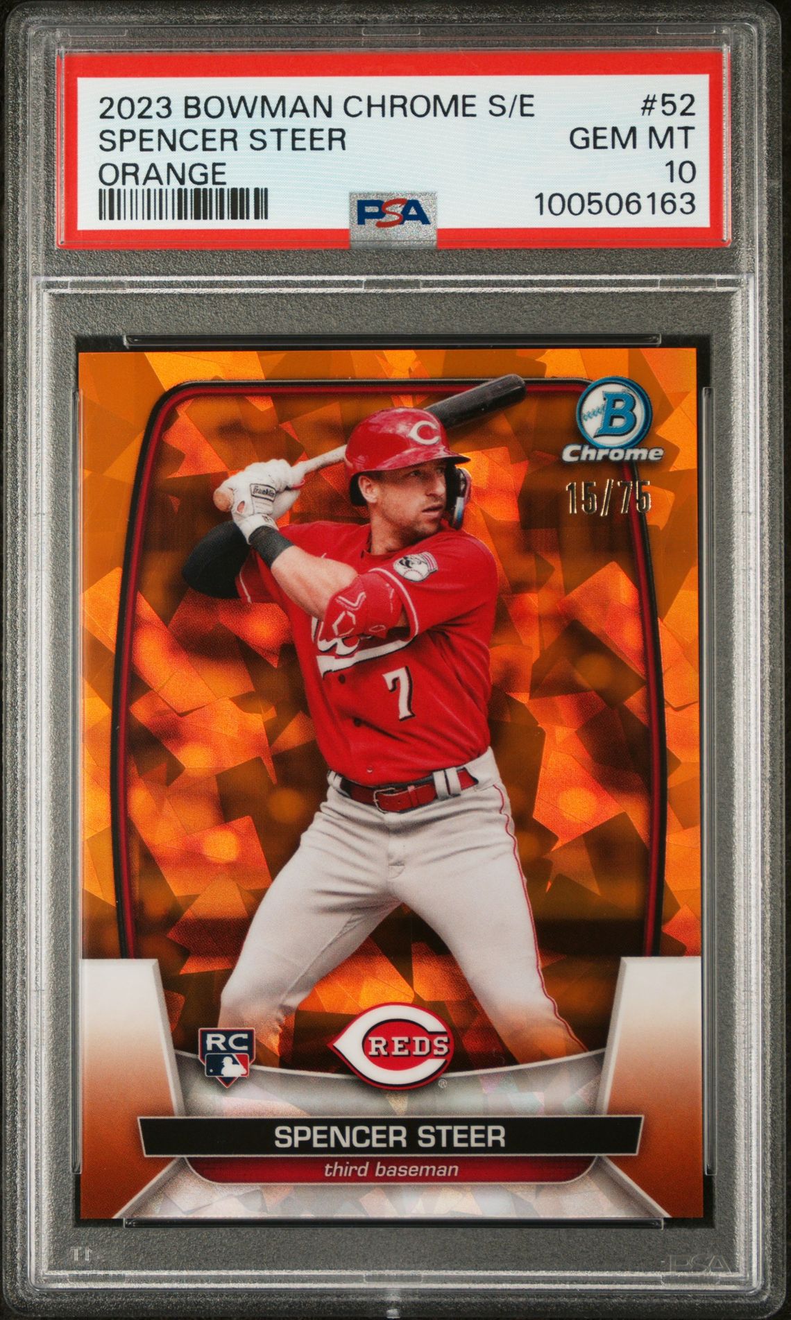 2023 Bowman BOWMAN CHROME SAPPHIRE EDITION ORANGE #52 Spencer Steer front