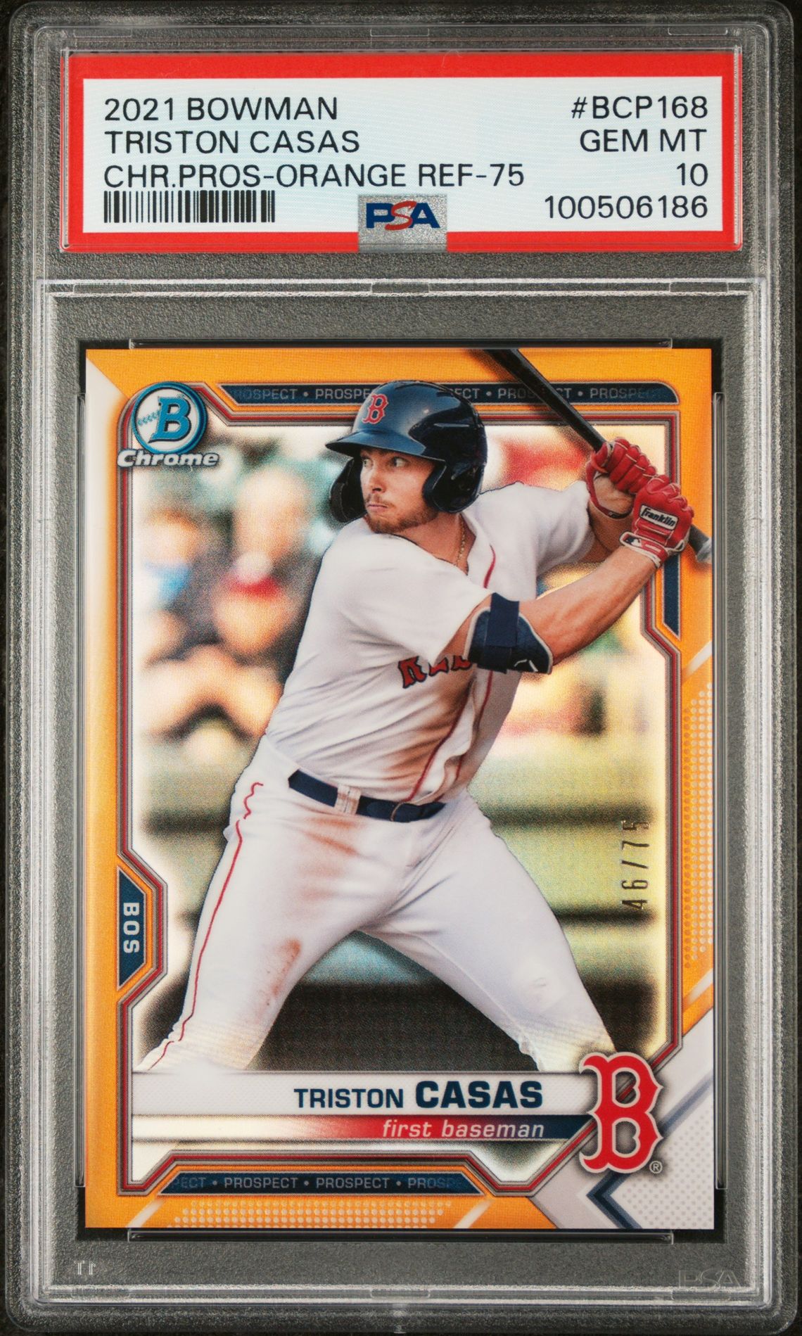 2021 Bowman BOWMAN CHROME PROSPECTS CHR.PROS-ORANGE REF-75 #BCP168 Triston Casas front