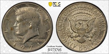 1971-D 50C DDO, FS-101 AU53