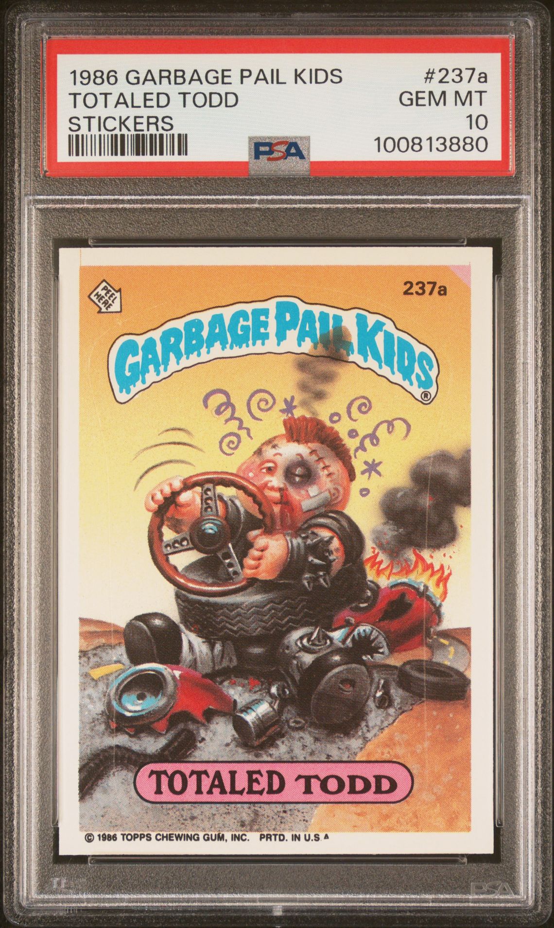 1986 Topps GARBAGE PAIL KIDS STICKERS #237A Totaled Todd front