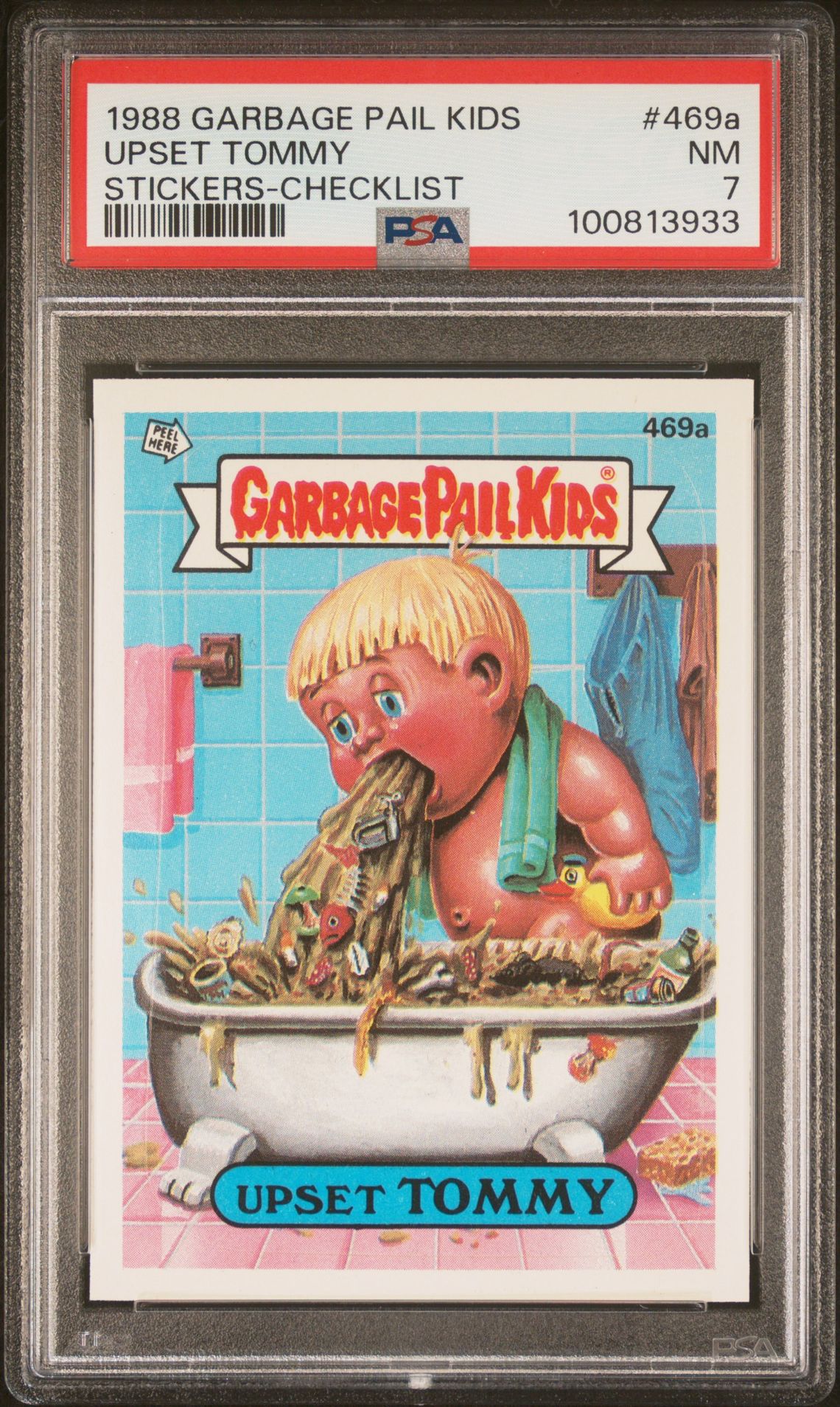 1988 Topps GARBAGE PAIL KIDS STICKERS CHECKLIST #469A Upset Tommy front