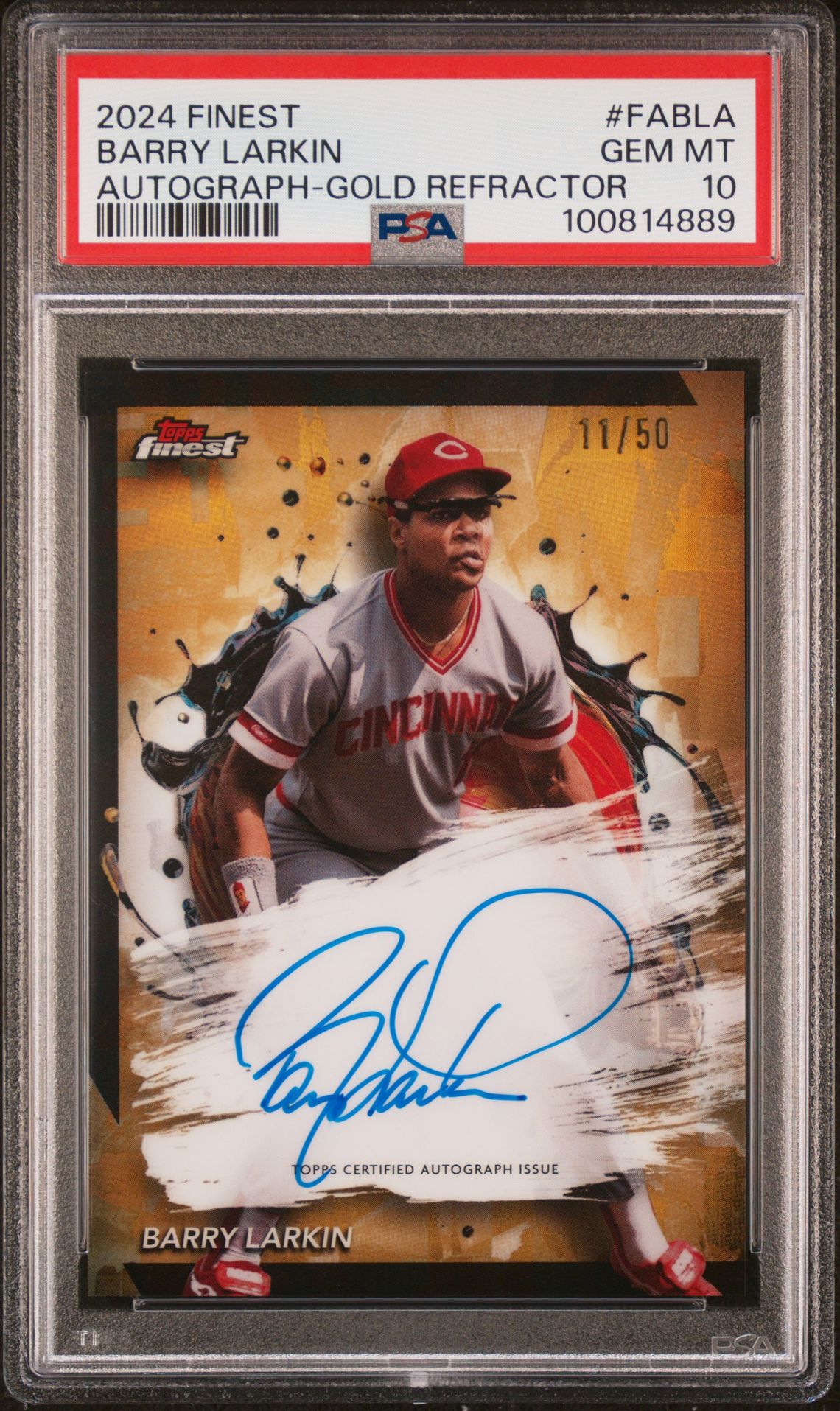 2024 Topps TOPPS FINEST FINEST AUTOGRAPHS Gold Refractor #FABLA Barry Larkin front