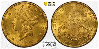 1902 $20 AU58
