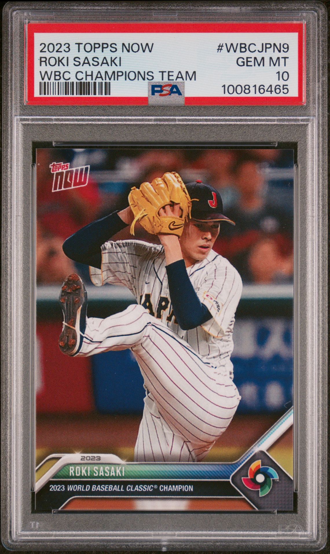 2023 Topps TOPPS NOW WORLD BASEBALL CLASSIC CHAMPIONS TEAM WBC CHAMPIONS TEAM #WBCJPN9 Roki Sasaki front