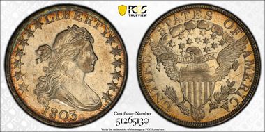 1803 50C Large 3 AU58