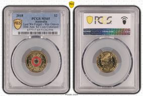 2018 $2 Lest We Forget - War Graves 30th Ann. $2 Coin Colorized MS65
