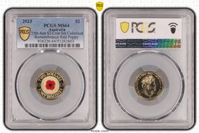 2023 $2 35th Ann $2 Coin Set Colorized Remembrance Red Poppy MS64