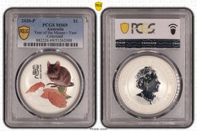 2020-P $1 Year of the Mouse Yam Ag Colorized MS69