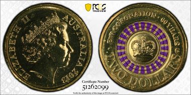 2013-C $2 Coronation Colorized MS67