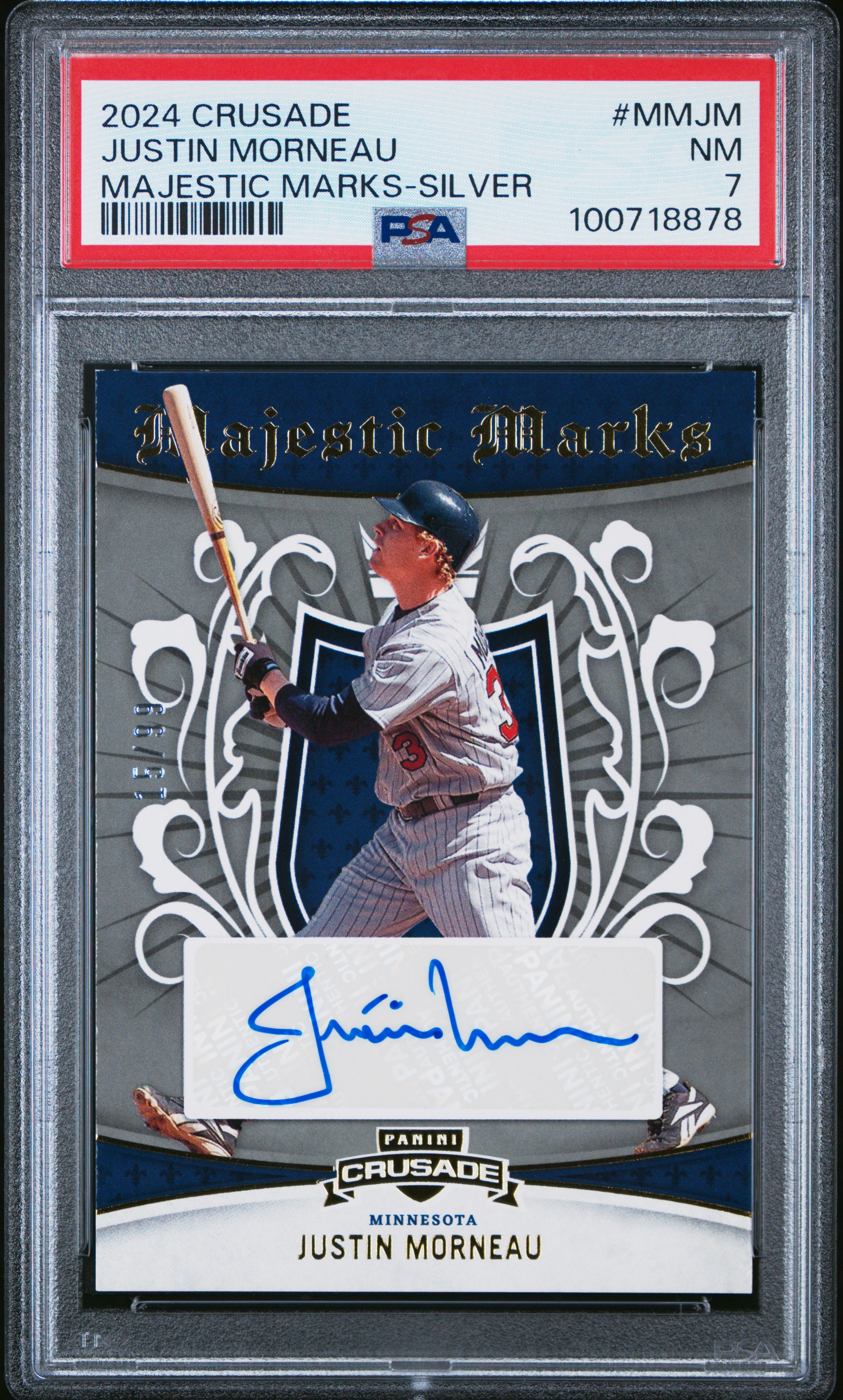 2024 Panini Crusade Majestic Marks Justin Morneau #Mmjm (Majestic Marks-Silver) Nm 7 front