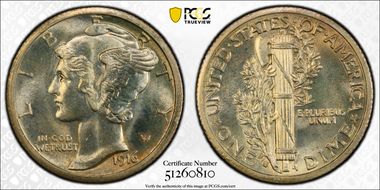 1916-S 10C Mercury MS66+ FB