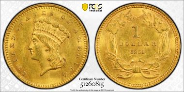 1861 G$1 MS63