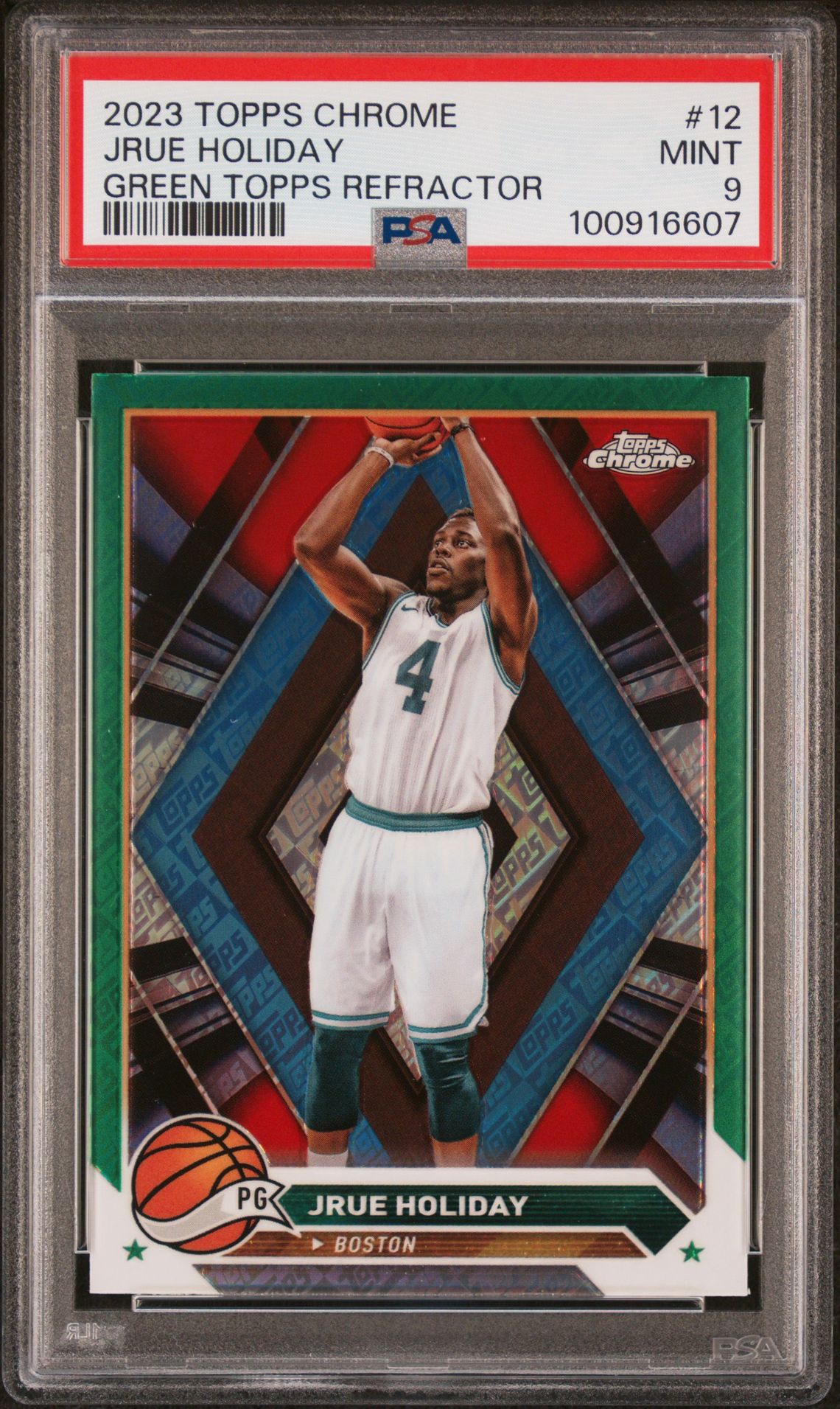 2023 Topps Chrome TOPPS CHROME GREEN TOPPS REFRACTOR #12 Jrue Holiday front
